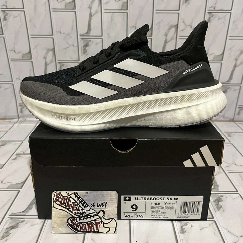 New Adidas Ultraboost 5X Ultra Boost Running Shoes Black Grey White Training